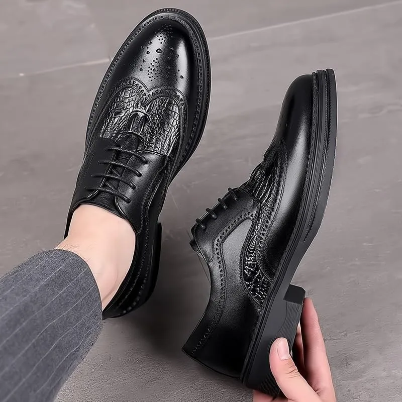 Mens Oxfords Comfortable Round Toe Low Top Non-Slip Casual Dress Shoes Daily Non-Slip Low Block Heel Casual Shoes