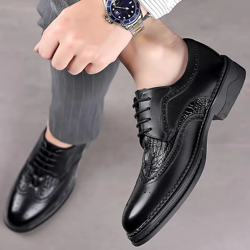 Mens Oxfords Comfortable Round Toe Low Top Non-Slip Casual Dress Shoes Daily Non-Slip Low Block Heel Casual Shoes