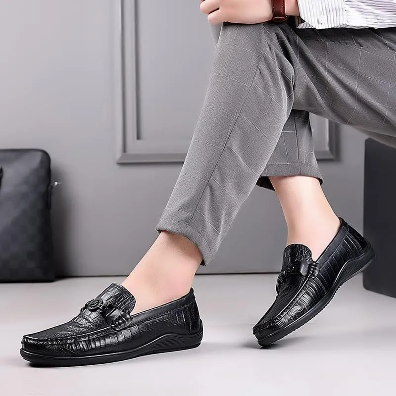 Mens Oxfords Shoes Classic Formal Business Tuxedo Shoes Men's Genuine Leather Platform Slip-On Dress Shoes