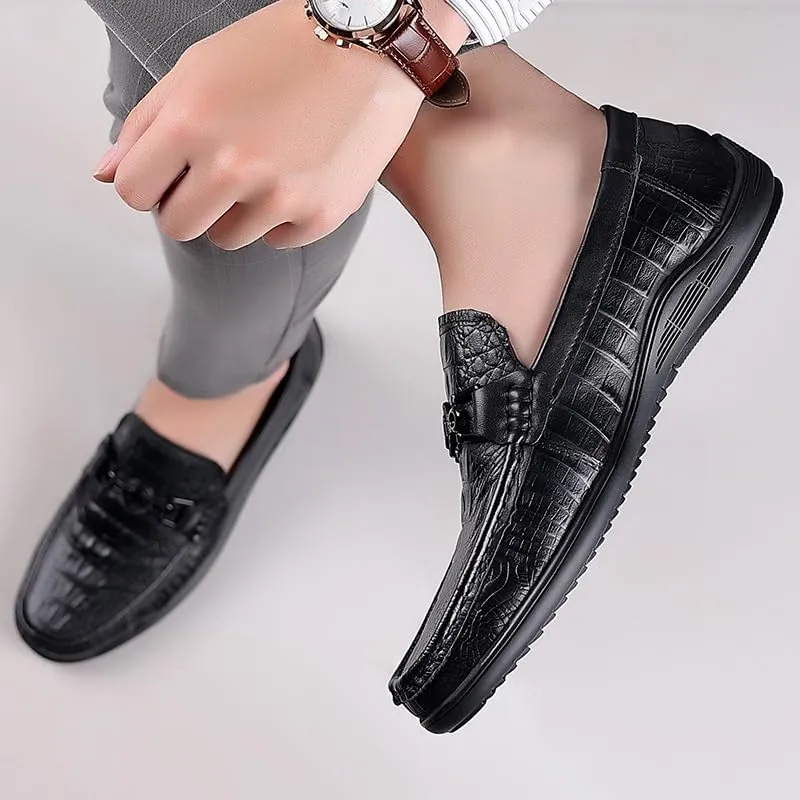 Mens Oxfords Shoes Classic Formal Business Tuxedo Shoes Men's Genuine Leather Platform Slip-On Dress Shoes