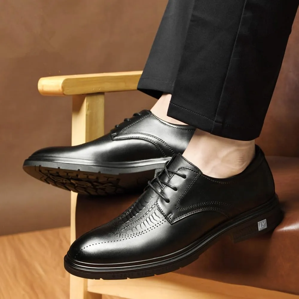 Men's Patent Leather Oxford Shoes Classic Lace-up Formal Derby Shoes Fashion Breathable Prom Business Wedding Dress Shoes for Men