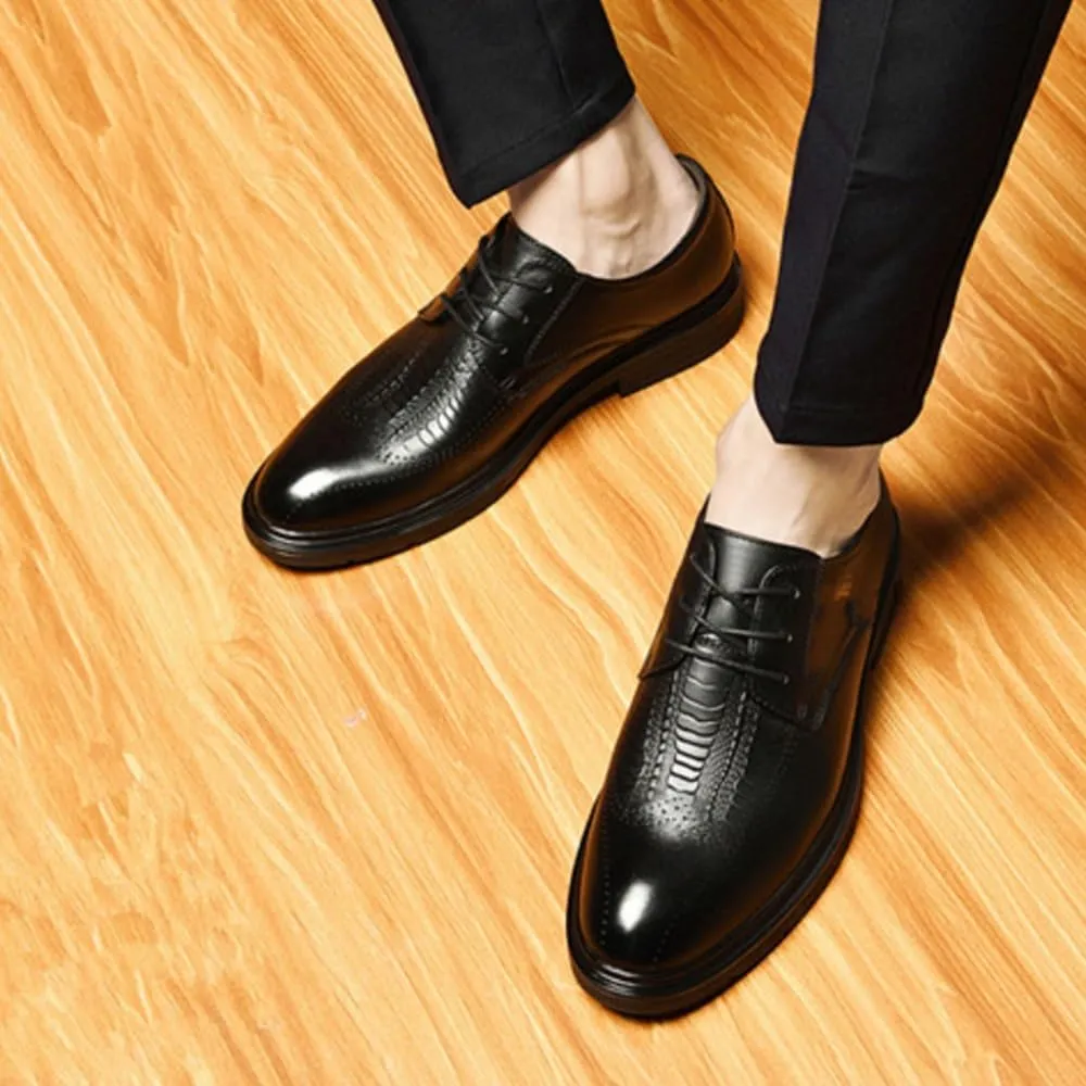 Men's Patent Leather Oxford Shoes Classic Lace-up Formal Derby Shoes Fashion Breathable Prom Business Wedding Dress Shoes for Men