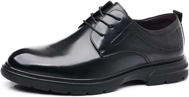 Men's Platform Oxford Shoes Genuine Leather Formal Dress Shoes Classic Lace-Up Design Derby Shoes for Men