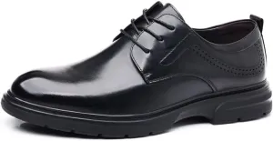 Men's Platform Oxford Shoes Genuine Leather Formal Dress Shoes Classic Lace-Up Design Derby Shoes for Men