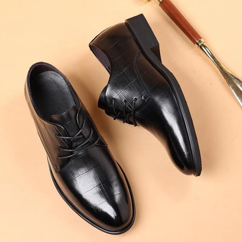 Men's Pointed-Toe Tuxedo Dress Shoes Faux Patent Leather Business Formal Oxfords for Men