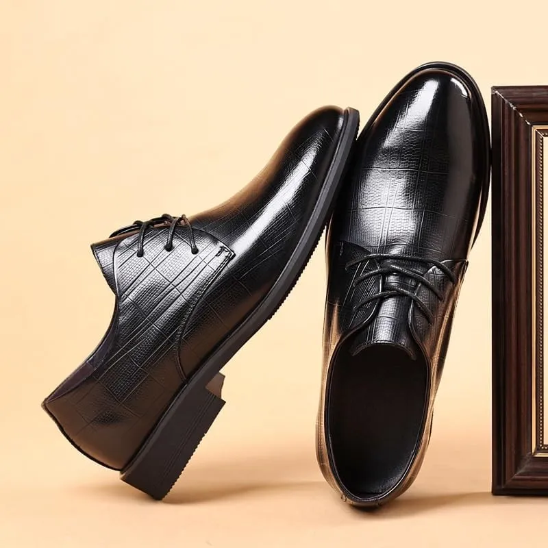 Men's Pointed-Toe Tuxedo Dress Shoes Faux Patent Leather Business Formal Oxfords for Men