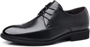 Men's Pointed-Toe Tuxedo Dress Shoes Faux Patent Leather Business Formal Oxfords for Men