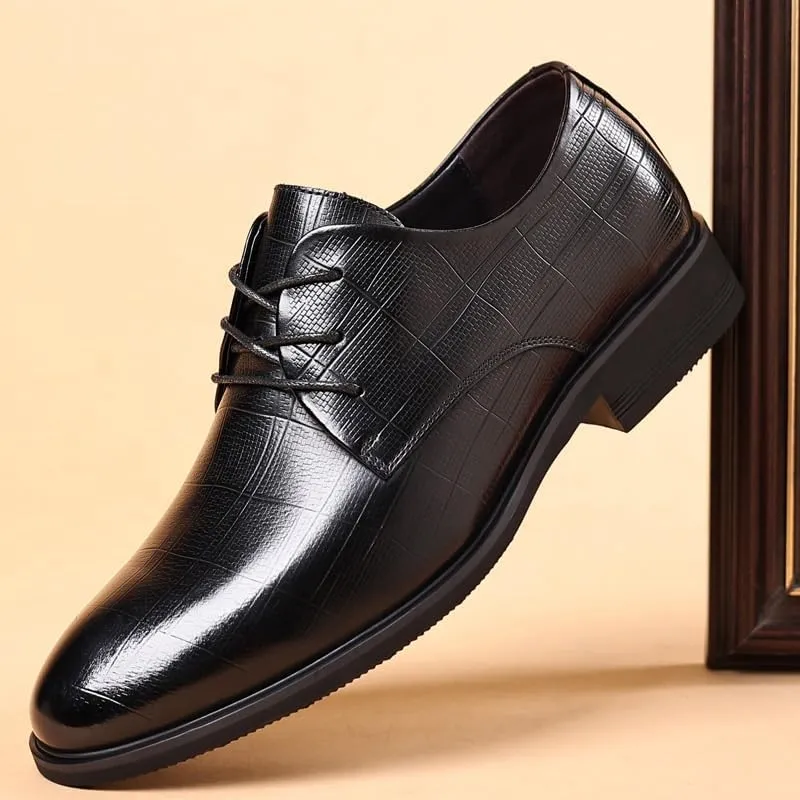 Men's Pointed-Toe Tuxedo Dress Shoes Faux Patent Leather Business Formal Oxfords for Men