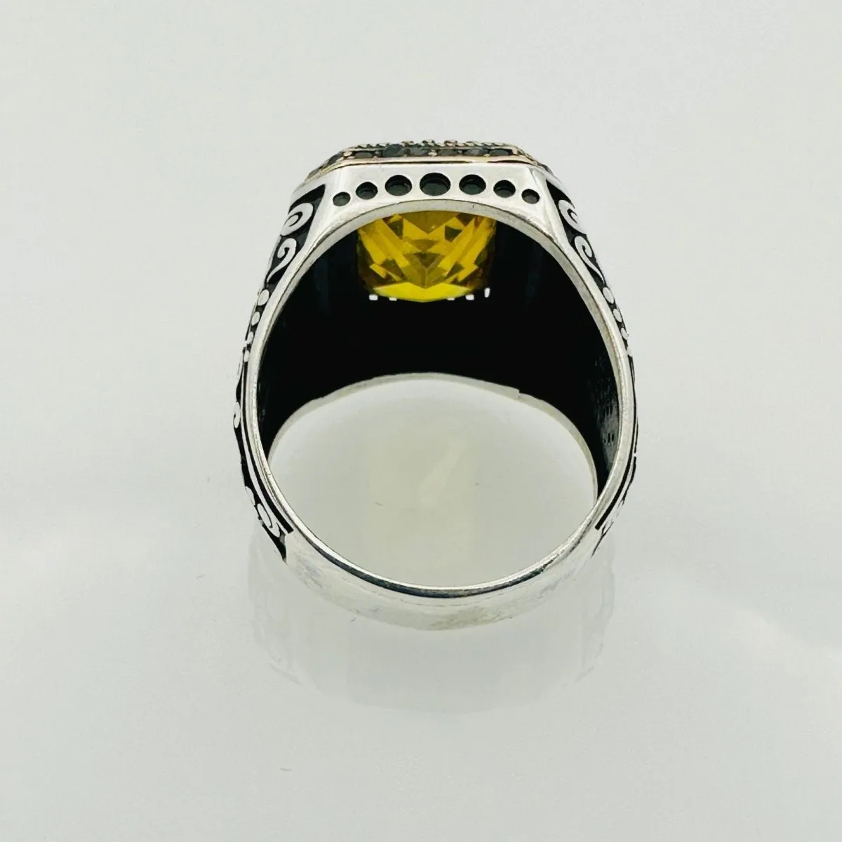 Men's Red Zircon Minimalist Silver Ring