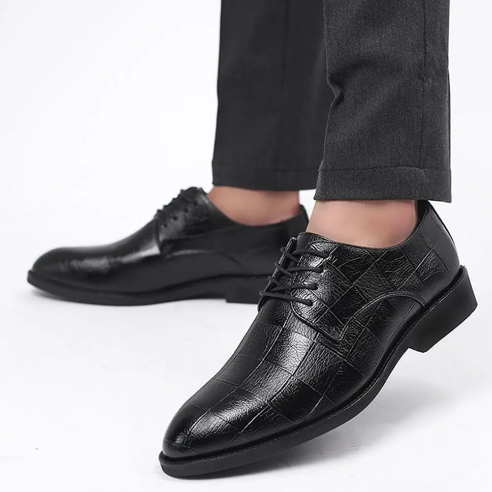Men's Shiny Patent Leather Dress Shoes Modern Wedding Office Work Tuxedo Derby Shoes Non Slip Casual Business Oxford Shoes
