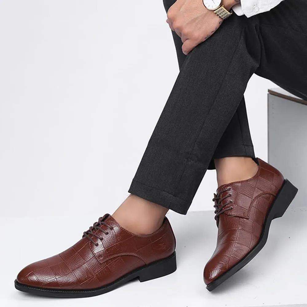 Men's Shiny Patent Leather Dress Shoes Modern Wedding Office Work Tuxedo Derby Shoes Non Slip Casual Business Oxford Shoes