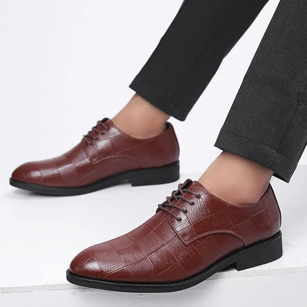 Men's Shiny Patent Leather Dress Shoes Modern Wedding Office Work Tuxedo Derby Shoes Non Slip Casual Business Oxford Shoes