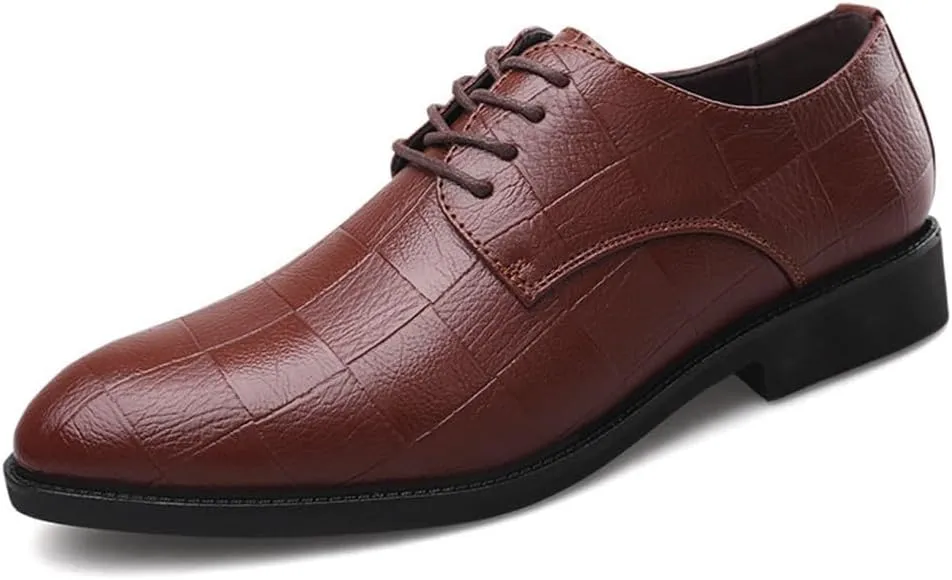 Men's Shiny Patent Leather Dress Shoes Modern Wedding Office Work Tuxedo Derby Shoes Non Slip Casual Business Oxford Shoes