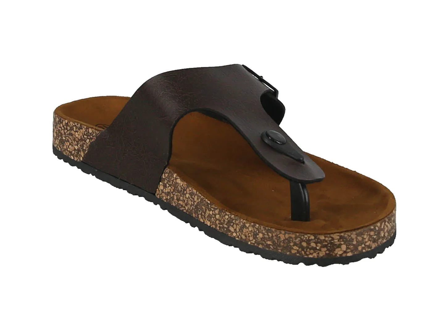 MEN'S SHOES BROWN PU LEATHER SANDALS STOCK-02