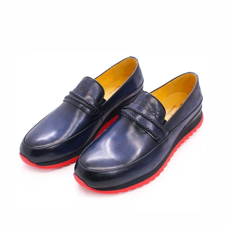 Men's Shoes Guangzhou Handmade Leather Shoes Men's One Pedal Loafer Casual Leather Shoes Breathable Platform Height-Increasing Fashion Shoes