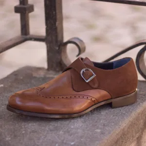 Men's Single Monk Leather Shoes Wide Plus Size Brown 2010