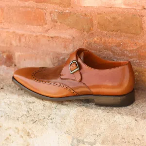 Men's Single Monk Leather Shoes Wide Plus Size Brown 2107