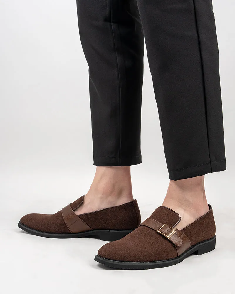 Men's Slip On Monk-Strap Suede Slipper Penny Moccasin Loafers