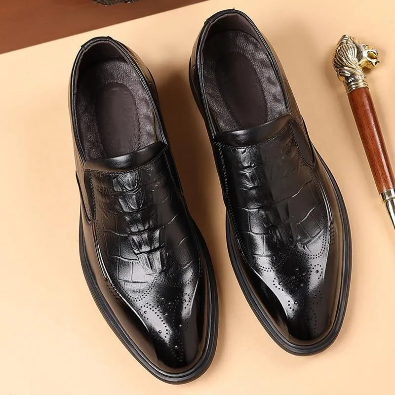 Men's Slip On Pointed Toe Classic Formal Business Oxfords Shoes Fashion Tuxedo Shoes for Men