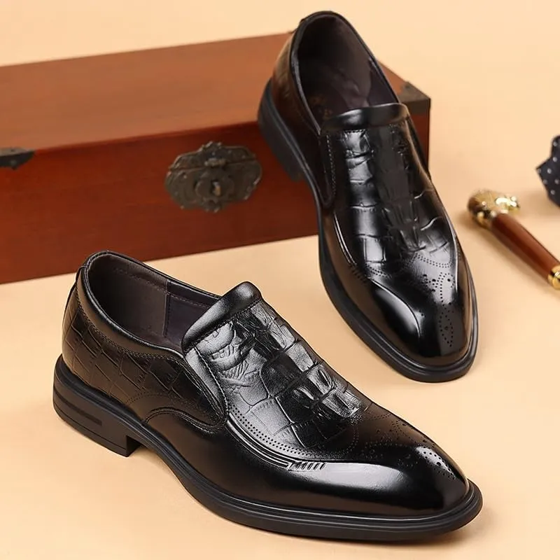 Men's Slip On Pointed Toe Classic Formal Business Oxfords Shoes Fashion Tuxedo Shoes for Men