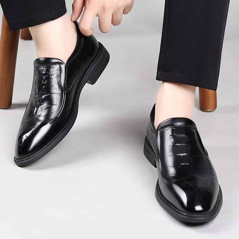 Men's Slip On Pointed Toe Classic Formal Business Oxfords Shoes Fashion Tuxedo Shoes for Men
