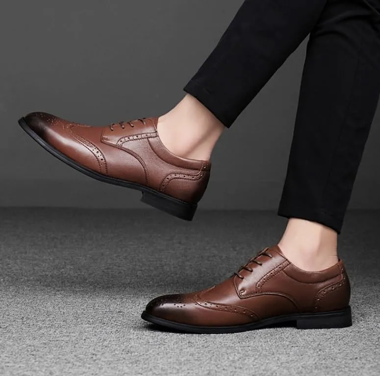 Men's Summer Leather Oxfords Business Loafers Shoes for Men Fashion Casual Classic Lace Up Dress Shoes