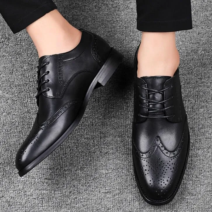 Men's Summer Leather Oxfords Business Loafers Shoes for Men Fashion Casual Classic Lace Up Dress Shoes
