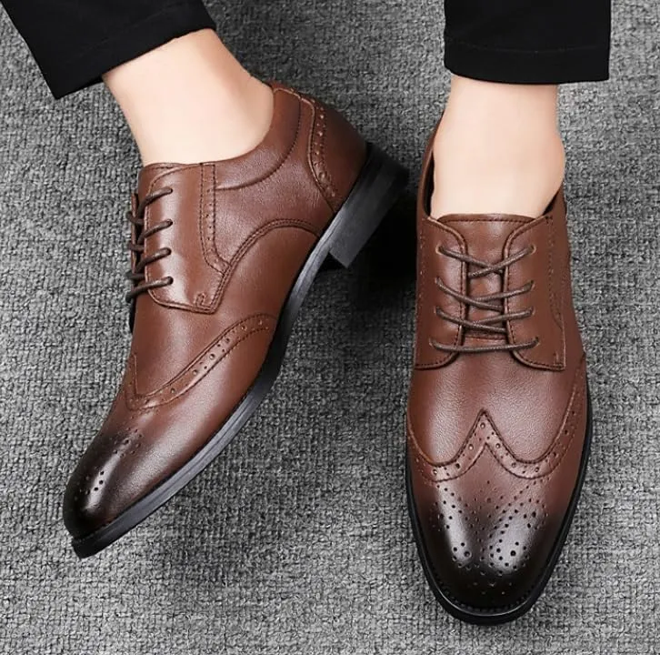 Men's Summer Leather Oxfords Business Loafers Shoes for Men Fashion Casual Classic Lace Up Dress Shoes