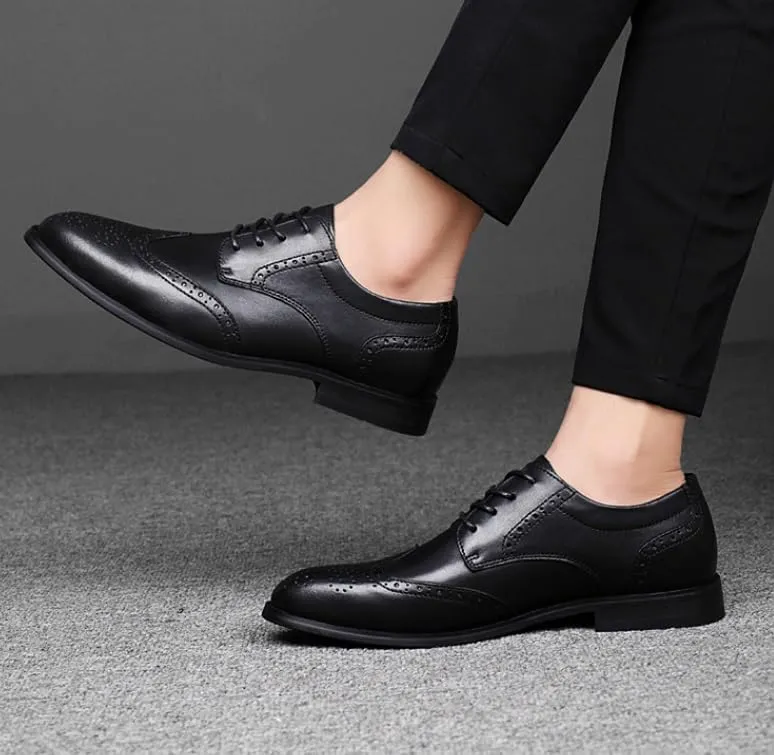 Men's Summer Leather Oxfords Business Loafers Shoes for Men Fashion Casual Classic Lace Up Dress Shoes
