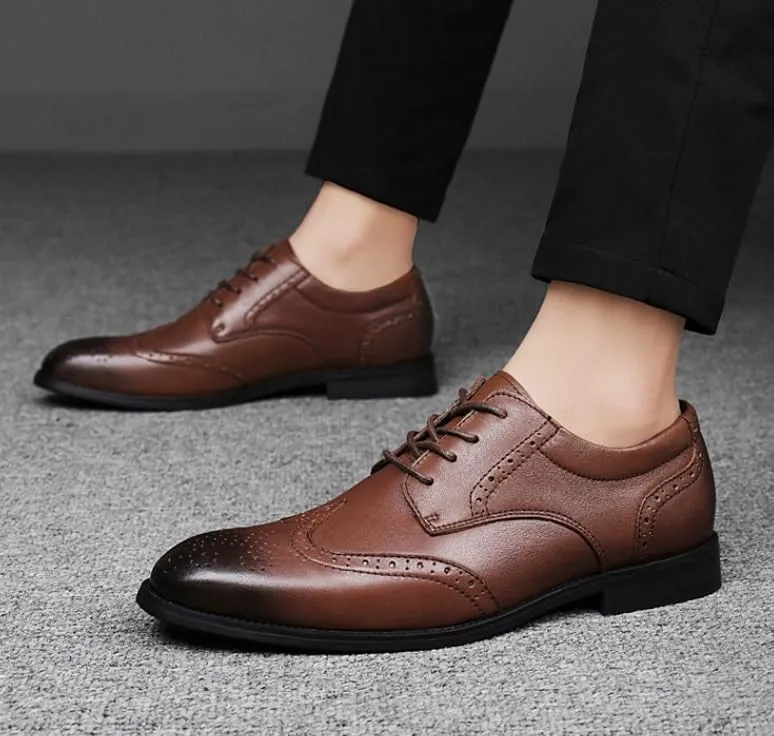 Men's Summer Leather Oxfords Business Loafers Shoes for Men Fashion Casual Classic Lace Up Dress Shoes