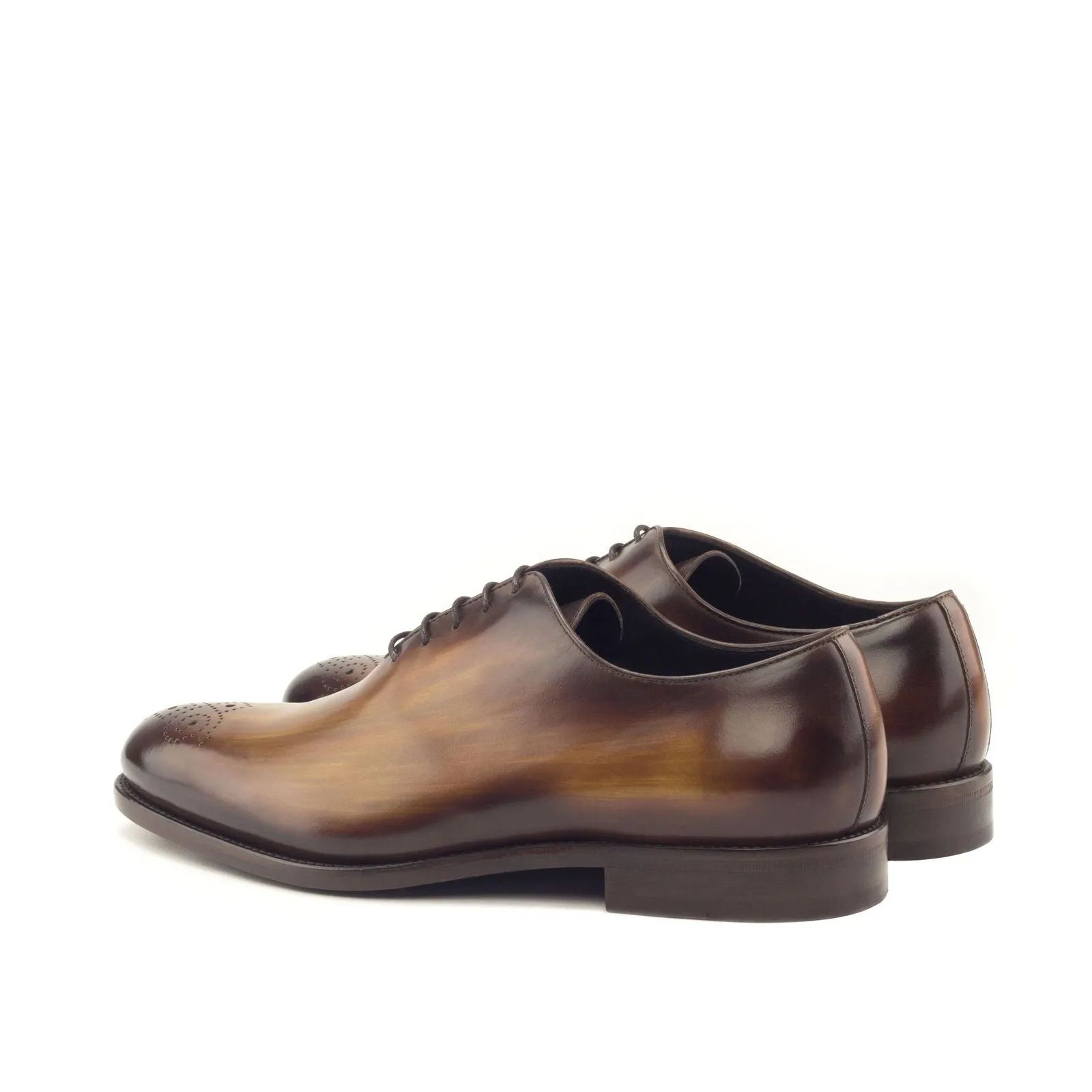 Men's Wholecut Shoes Patina Leather Wide Plus Size Brown 3307