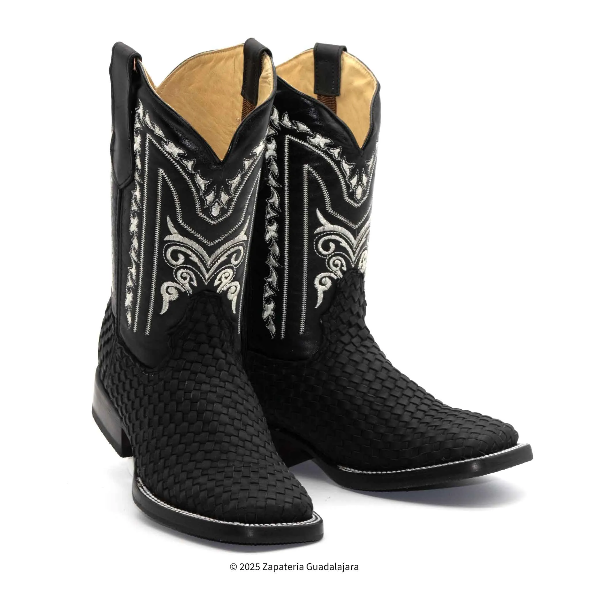 MEN'S WIDE SQUARE TOE PETATILLO BLACK LEATHER BOOT -007