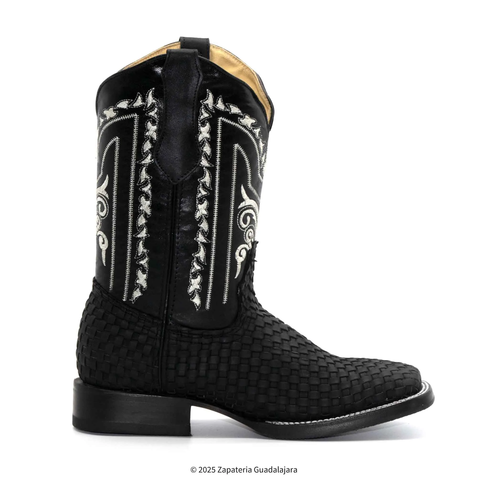 MEN'S WIDE SQUARE TOE PETATILLO BLACK LEATHER BOOT -007