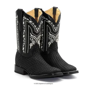 MEN'S WIDE SQUARE TOE PETATILLO BLACK LEATHER BOOT -007
