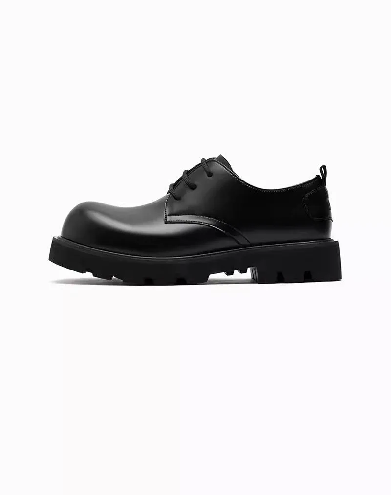 Mickey Derby Leather Round Toe Big Toe Men's Dress Shoes