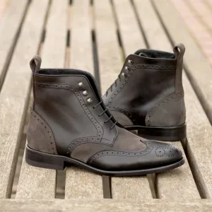 Military Brogue-Suede, Box Calf, Grey, Black