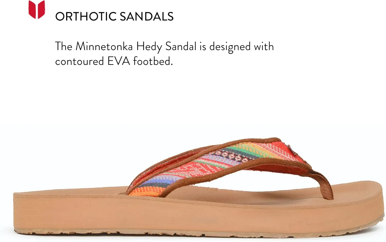 Minnetonka Hedy Sandal - Womens Beach Flip Flops Handcrafted with Soft Denim or Woven Fabric Accents, and Contoured Footbed