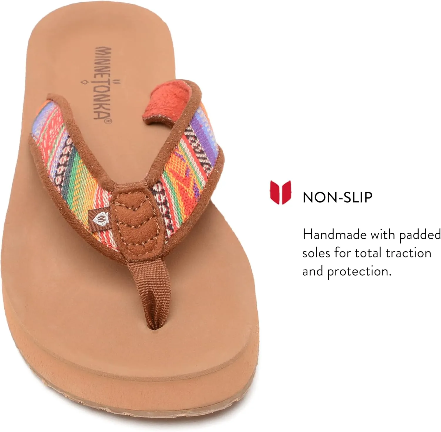 Minnetonka Hedy Sandal - Womens Beach Flip Flops Handcrafted with Soft Denim or Woven Fabric Accents, and Contoured Footbed