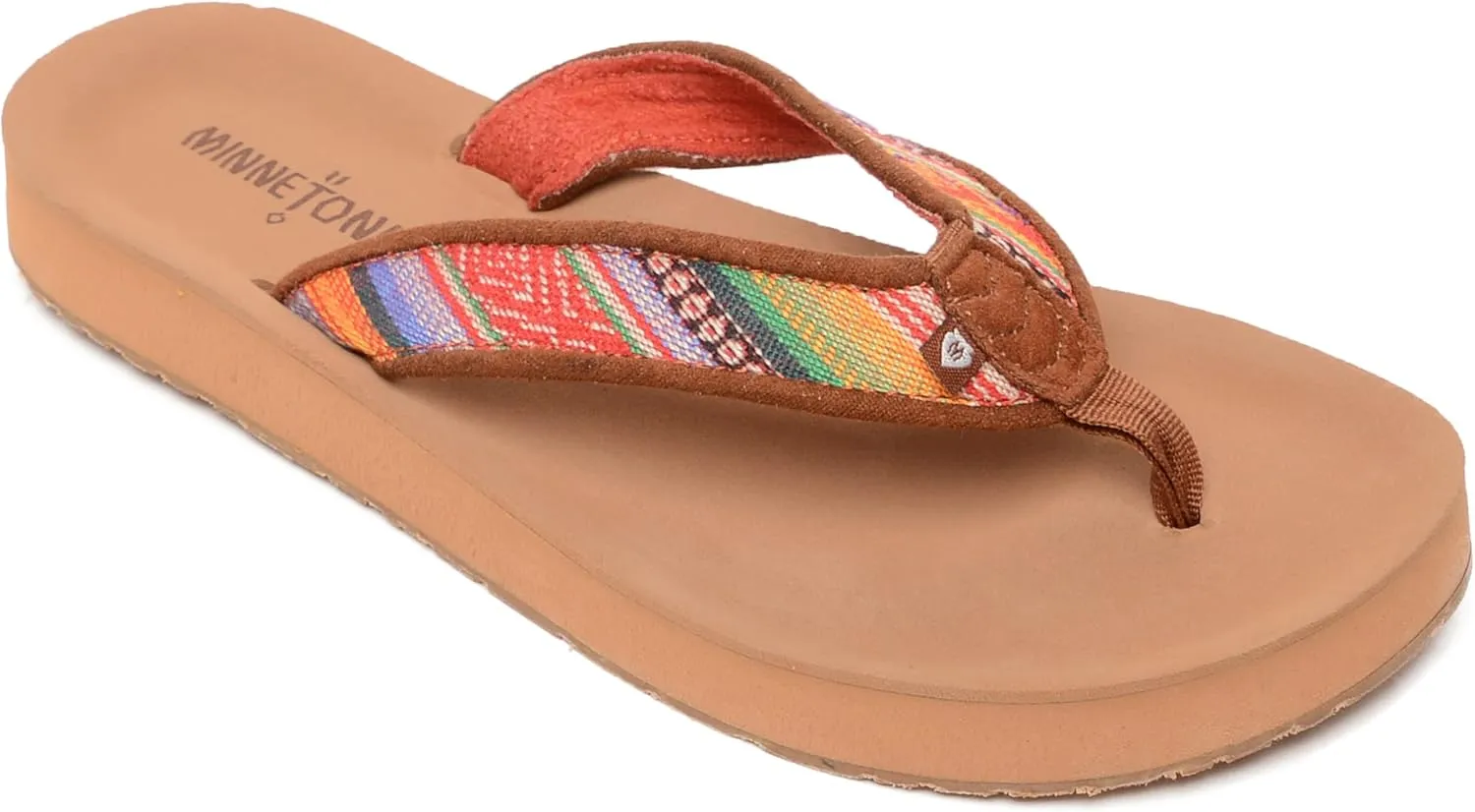 Minnetonka Hedy Sandal - Womens Beach Flip Flops Handcrafted with Soft Denim or Woven Fabric Accents, and Contoured Footbed