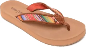 Minnetonka Hedy Sandal - Womens Beach Flip Flops Handcrafted with Soft Denim or Woven Fabric Accents, and Contoured Footbed