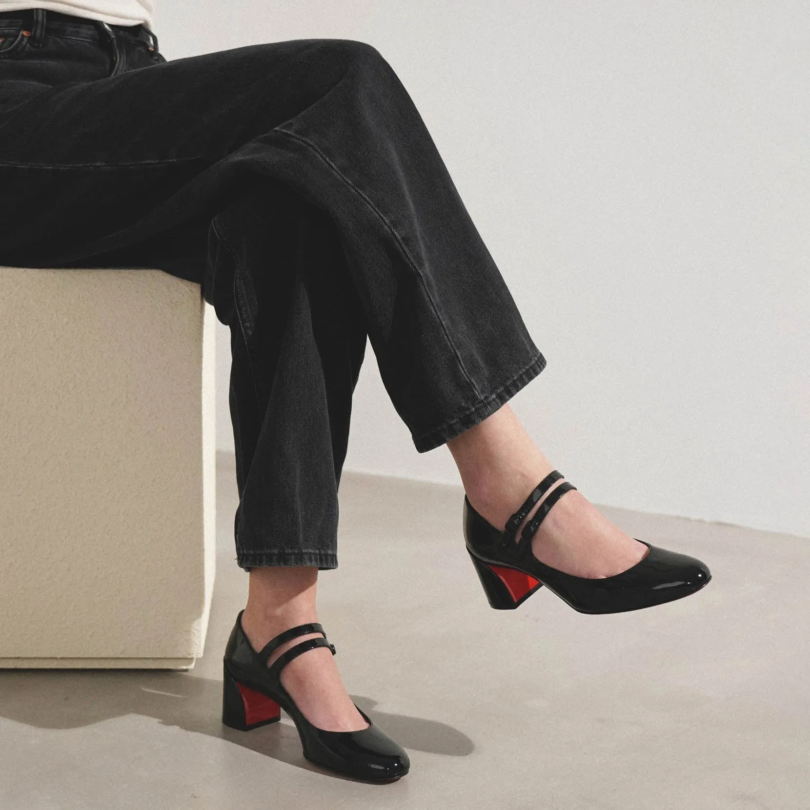 Miss Jane 55 black patent pumps