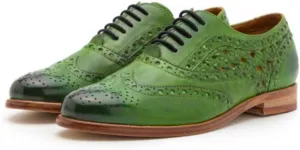 MOOMMO Women Vintage Lace Up Oxford Shoes Low Chunky Heel Almond Toe Oxfords Loafers Brogue Derby Wingtip Perforated Matte Flat Penny Loafers Burnished Office Work Dressy Formal Business 4-11 M US