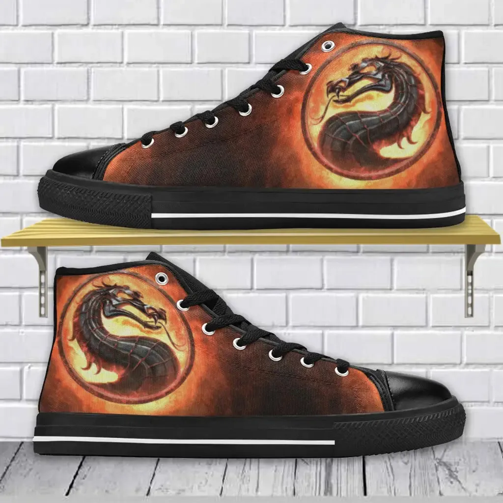 Mortal Kombat Scorpion Sub Zero Shoes High Top Sneakers for Kids and Adults
