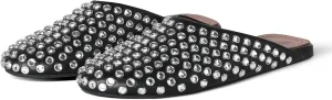 Mules for Women Flats Comfortable Rhinestones Flats Shoes Slip On Loafers Closed Toe Slides Summer Wide Width Mules Flats