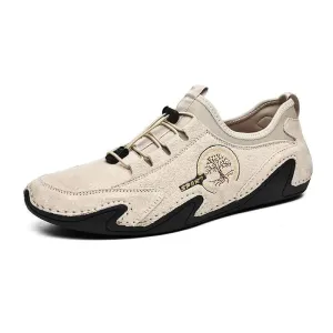 NEW Kaegreel Men's Handmade Leather Shoes Soft Driving Loafers Sneakers, Men's Beige Shoe, Sz 45 (11), Retails $155