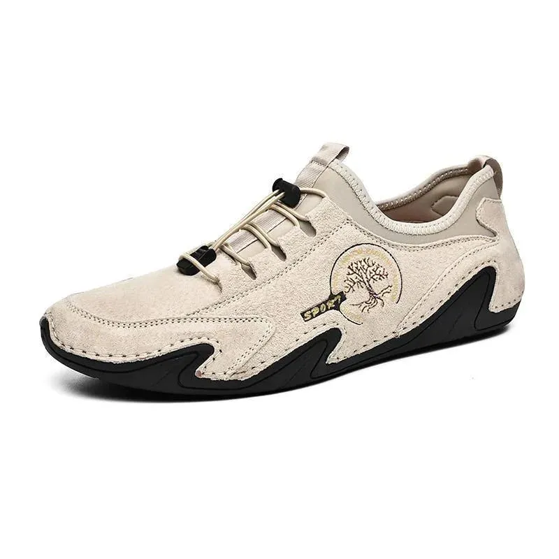 NEW Kaegreel Men's Handmade Leather Shoes Soft Driving Loafers Sneakers, Men's Beige Shoe, Sz 45 (11), Retails $155