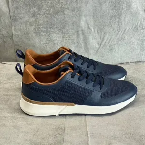NEW YORK & COMPANY Men's Navy Fabric Dixon Round-Toe Lace-Up Sneakers SZ 11