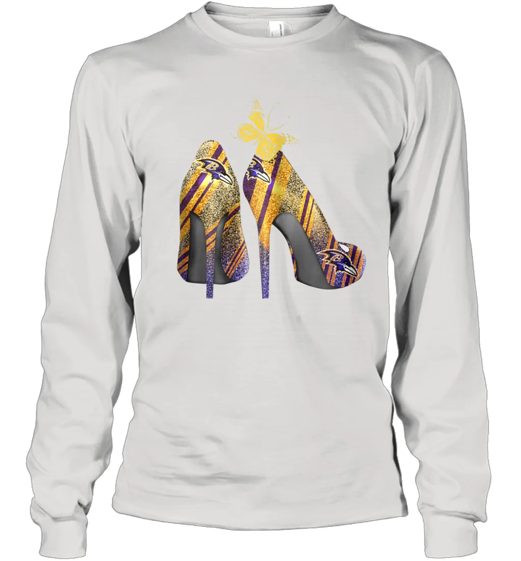 NFL Baltimore Ravens Steelers Rhinestone High Heels Youth Long Sleeve T-Shirt