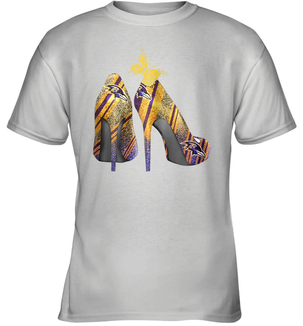 NFL Baltimore Ravens Steelers Rhinestone High Heels Youth T-Shirt
