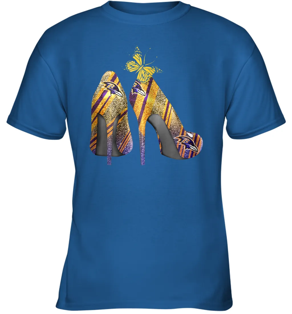NFL Baltimore Ravens Steelers Rhinestone High Heels Youth T-Shirt